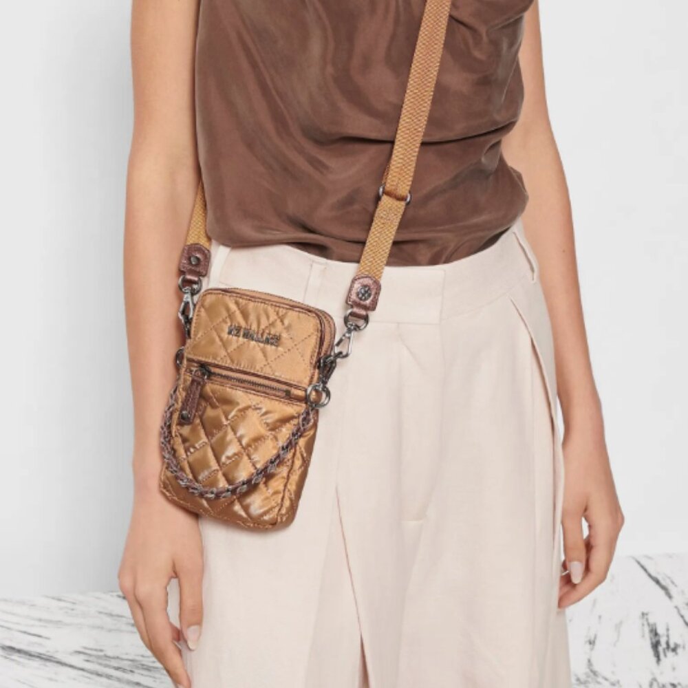 MZ Wallace Micro Crosby Crossbody Bag in Tiger Eye - Great Stadium Bag